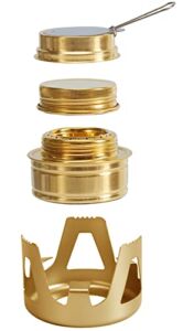 DZRZVD Mini Alcohol Backpacking Stove, Lightweight Brass Spirit Burner with Aluminium Stand for Camping Hiking and Picnic (Gold)
