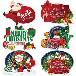 Christmas Placemats Set of 6,Washable Plastic Dining Table Mats,Red SantaTruck Car Snowflake Waterproof Kitchen Placemats for Indoor Home Farmhouse Christmas Party Decoration Supplies 15.7×11.8 inch