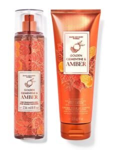 Bath & Body Works GOLDEN CLEMENTINE & AMBER Duo Gift Set – Fine Fragrance Mist and Ultimate Hydration Body Cream – Full Size