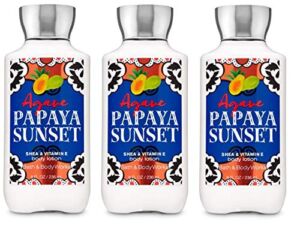 Bath and Body Works AGAVE PAPAYA SUNSET Value Pack – Lot of 3 Body Lotions – Full Size