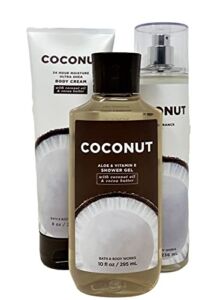 Bath and Body Works COCONUT trio gift set – Fine Fragrance Mist – Ultra Shea Body Cream – Shower Gel