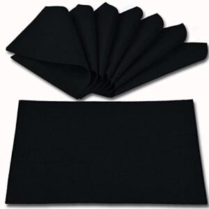 Rinpon Cloth Placemats Set of 8, Linen Type Fabric Placemats Machine Washable Placemats Heat Resistant Placemats Wrinkle Free Thick Polyester Kitchen Place Mats for Dining Table (Black)