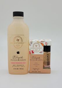 Bath & Body Works Aromatherapy – Invigoration – Rose + Tangerine +Tea – 2 pc Bundle – Body + Massage Oil – 4 fl oz & Essential Oil Roll-On – 0.27 fl oz – 2022