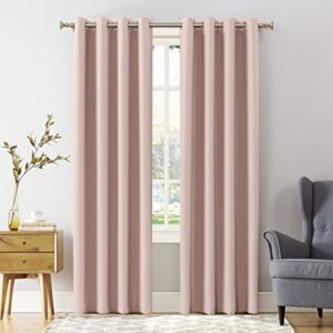 Sun Zero Soho Blackout Energy Efficient Grommet Curtain Single Panel, 54″ x 84″, Blush Pink