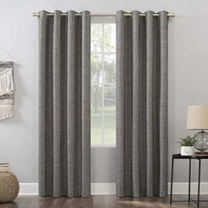 Sun Zero Brooks Burlap Weave Thermal Extreme Total Blackout Grommet Curtain Panel, 52″ x 84″, Taupe/Cocoa Brown
