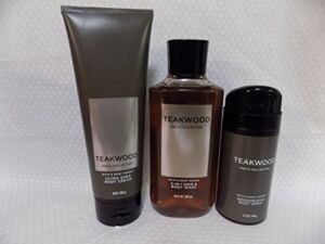Bath and Body Works Teakwood – Three Piece Men’s Collection 8 oz Body Cream, 3.7 oz Deodorizing Body Spray, 10 oz 2-IN-1 Hair and Body Wash
