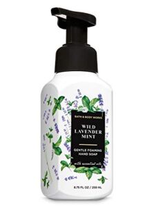 Bath and Body Works Wild Lavender Mint Gentle Foaming Hand Soap 8.75 Ounce White Bottle