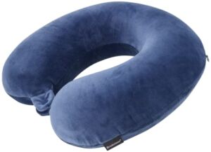 Brookstone Travel Neck Pillow – Classic Memory Foam Head and Neck Pillow for Vacations, Airplanes, Trains, Buses, and Cars, Size One Size, Blue
