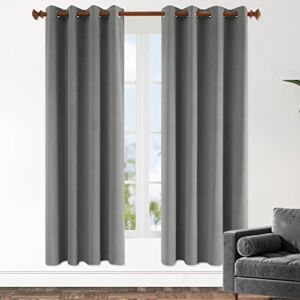 Amazon Brand – Pinzon Thermal Insulated Velvet Total Blackout Curtains with Microfiber Coating Dark Grey 52×84 Inch