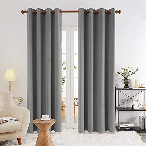 Amazon Brand – Pinzon Thermal Insulated Velvet Total Blackout Curtains with Microfiber Coating Dark Grey 52×84 Inch | The Storepaperoomates Retail Market - Fast Affordable Shopping