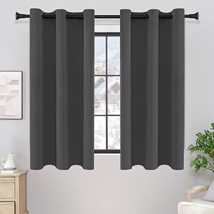Softalker Blackout Curtains for Bedroom – Thermal Insulated Room Darkening Drapes with Tiebacks, Grommet Top Draperies for Living Room, 2 Panels Set (42 x 63 inch, Dark Grey)