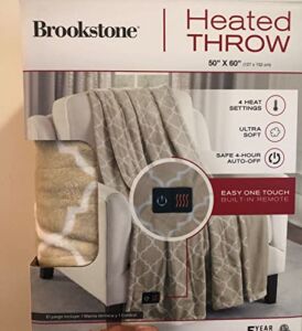 Brookstone Luxurious Electric Heated Throw 4-Heat Settings Easy One Touch Built-in Remote (Charcoal)