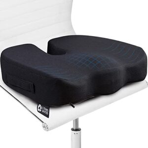 Seat Cushion Pillow for Office Chair – Memory Foam Firm Coccyx Pad – Tailbone, Sciatica, Lower Back Pain Relief – Lifting Cushion for Car, Wheelchair, Computer and Desk Chair