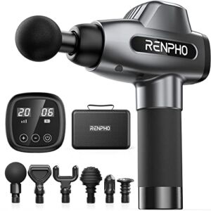 RENPHO C3 Percussion Massage Gun Deep Tissue, Professional Powerful Quiet Muscle Massage Gun for Athletes, 20 Speeds, Electric Body Massager Gun with Case,6 Massage Heads, Back Relaxation Gifts