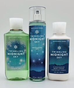 Bath & Body Works – Twinkling Midnight Sky – 3 pc Bundle Trio -Shower Gel, Fine Fragrance Mist and Super Smooth Body Lotion – Winter 2021