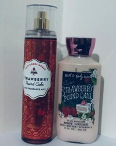 Bath and Body Works STRAWBERRY POUND CAKE Duo Gift Set – Body lotion and Fine Fragrance Mist – Full Size