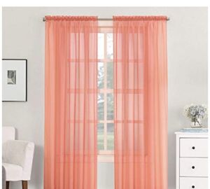 Sheer 1PC Panel Elegant Voile Window Curtains 84″ for Bedroom/Kitchen (Peach, 52×84)