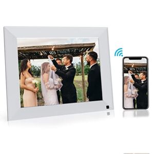 BSIMB Smart Wi-Fi Picture Frame, Electronic Digital Photo Frame with IPS Touch Screen, Share Pictures&Videos via App Email from Anywhere, 16GB Storage, Gift for Grandparents (White)