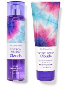 Bath & Body Works COTTON CANDY CLOUDS Duo Gift Set – Fine Fragrance Mist and 24 HR Moisture Body Cream – Full Size