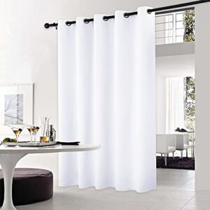 NICETOWN Sliding Door Curtain Window Treatment, Extra Wide Solid Blackout Curtains/Drapes for Patio Door (White, W70 x L95)