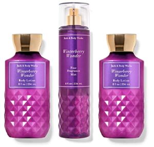 Bath & Body Works WINTERBERRY WONDER Value Pack Lot of 3 – 2 Body Lotions and 1 Fine Fragrance Mist – Full Size