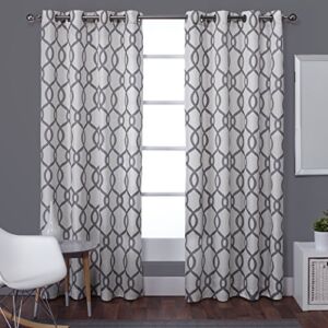 Exclusive Home Curtains Exclusive Home Kochi Light Filtering Linen Blend Grommet Top Curtain Panel Pair, 54×108, Black Pearl, 2 Count
