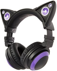 Brookstone Wired Purple Cat Ear Headphones with External Speakers