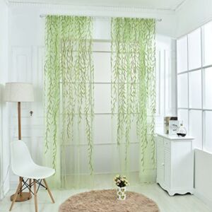 Norbi Willow Voile Tulle Room Window Curtain Sheer Voile Panel Drapes Curtain 39.4” x 78.8″ L (Green B)