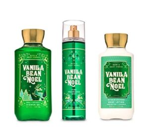 Bath and Body Works – Vanilla Bean Noel – Winter 2019 – Daily Trio – Shower Gel, Fine Fragrance Mist & Super Smooth Body Lotion