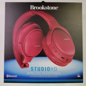 Brookstone Studio HD Wireless Headphones Red Enhanced Audio Foldable Design
