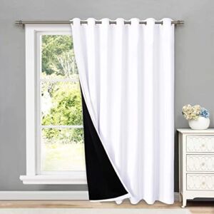 NICETOWN Full Shading Curtains for Patio Door, Super Heavy-Duty Thermal Backing Sliding Glass Door Drape, Privacy Assured Window Treatment(1 Panel, 100 inches W x 84 inches L, Pure White)