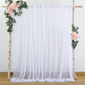 10ftx10ft White Chiffon Wedding Backdrop Curtain White Sheer Background Curtain Drapes for Wedding Party Decoration
