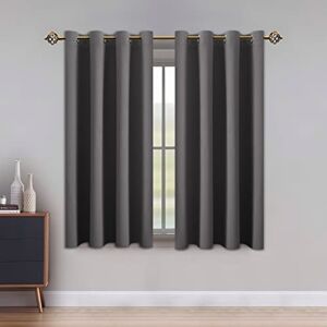 LUSHLEAF Blackout Curtains for Bedroom, Solid Thermal Insulated with Grommet Noise Reduction Window Drapes, Room Darkening Curtains for Living Room, 2 Panels, 52 x 45 inch Grey