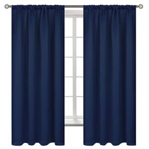 BGment Rod Pocket 63 Inch Long Blackout Curtains for Bedroom – Thermal Insulated Room Darkening Curtain for Living Room , 42 x 63 Inch, 2 Panels, Navy Blue