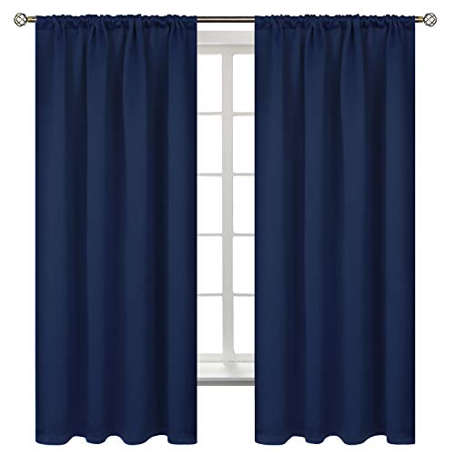 BGment Rod Pocket 63 Inch Long Blackout Curtains for Bedroom – Thermal Insulated Room Darkening Curtain for Living Room , 42 x 63 Inch, 2 Panels, Navy Blue | The Storepaperoomates Retail Market - Fast Affordable Shopping