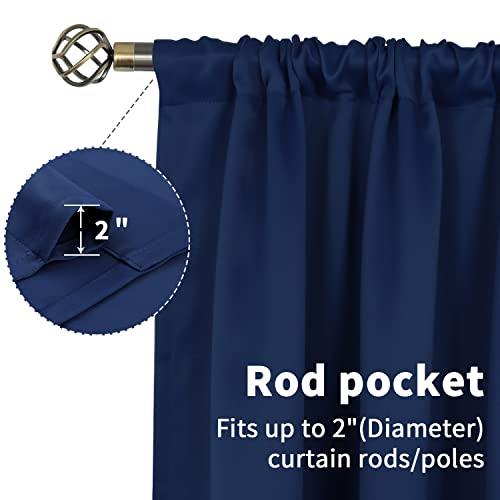 BGment Rod Pocket 63 Inch Long Blackout Curtains for Bedroom – Thermal Insulated Room Darkening Curtain for Living Room , 42 x 63 Inch, 2 Panels, Navy Blue | The Storepaperoomates Retail Market - Fast Affordable Shopping