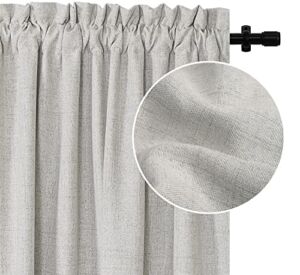 100% Blackout Curtains 50 x 84 Inches Long 2 Panels Set, Linen Textured Blackout Curtains No Light, Rod Pocket Black Out Curtains & Drapes for Living Room Bedroom, Beige