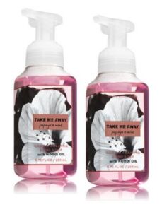 Bath and Body Works Gentle Foaming Hand Soap, “Take Me Away” Papaya and Mint 8.75 Ounce (2-Pack) with Monoi Oil