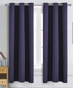 WPM Triple Weave Blackout Curtain Room Darkening 2 Panels/Drapes for Living Room, Purple Thermal Insulated Grommet Girls Bedroom Window Draperies (Dark Purple, 42″ W X 63″ L)