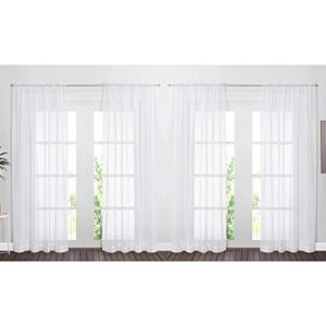 NICETOWN 4 Pieces Sheer White Curtains 84 – Window Treatment Rod Pocket Tulle Voile Drape/Panel Sets for Patio Door (4 Panels, W60 x L84)