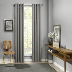 ECLIPSE Blackout Curtains for Bedroom – Palisade 52″ x 84″ Insulated Darkening Single Panel Grommet Top Window Treatment Living Room, Grey