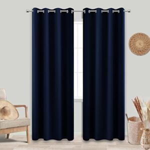 KOUFALL Navy Blue Blackout Curtains 84 Inch Length for Bedroom 2 Panels Set Thermal Insulated Room Darkening Grommet Window Treatments Curtain Drapes for Living Room Boys 52×84 Inches Long Dark Blue