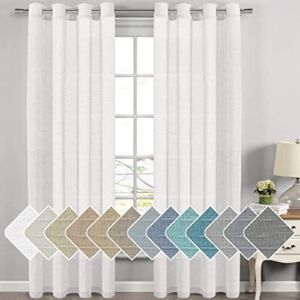 Extra Long Linen Curtains Window Treatments for Living Room / Rich Linen Sheer Curtain Panels and Drapes, Classic Nickel Grommet Extra Long Curtains, 52 by 108 Inch, 2 Panels