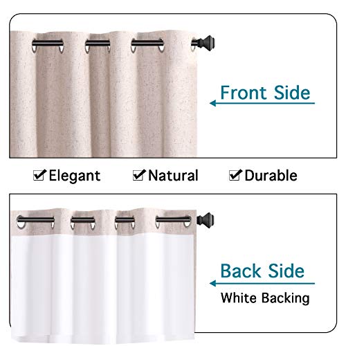100% Blackout Curtains Textured Linen Curtains for Bedroom Energy Saving Window Treatment Grommet Burlap Curtain Drapes Thermal Insulated White Liner, 2 Panels, 52 x 63 Inch, Natural | The Storepaperoomates Retail Market - Fast Affordable Shopping