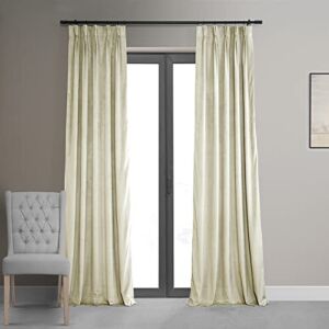 HPD Half Price Drapes Velvet Blackout Curtains For Living Room 25 X 108 Signature Pleated, VPCH-120601-108-FP, Alabaster Beige