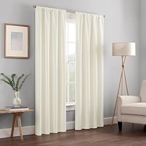 ECLIPSE Kendall Modern Blackout Thermal Rod Pocket Window Curtain for Bedroom or Living Room (1 Panel), 42 in x 84 in, Ivory