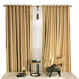Blackout Golden Curtain Drape for Bedroom – KoTing 1 Panel Gorgeous Solid Gold Curtain Grommet Top Drapes 96 inch Long 42 96