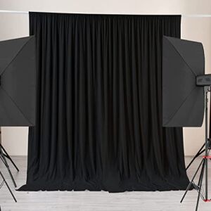 10ft x 9ft Black Backdrop Curtain Panels for Parties, 2 Panels 5ft×9ft Wrinkles Free Polyester Backdrop Drapes for Wedding Party Birthday Baptism Photo Backdrop Decor