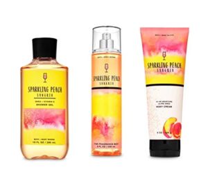 Bath and Body Works – Sparkling Peach Sangria – 3 pc Bundle – Shower Gel, Fine Fragrance Mist and Ultra Shea Body Cream – (2020)
