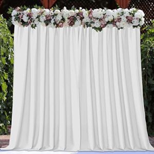 Joydeco White Backdrop Curtains for Parties , Photography Backdrop Drapes for Wedding Decorations Birthday, Wrinkle Free Polyester 5ft*10ft Fabric Drape 2 Panels with Rod Pockets